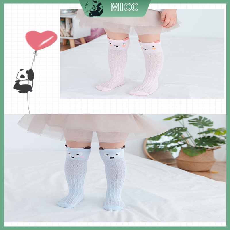 Vớ em bé, thích hợp cho 0-3Y, Vớ thoải mái đến đầu gối bằng cotton nguyên chất,Vớ lưới thoáng khí mùa hè cho bé
