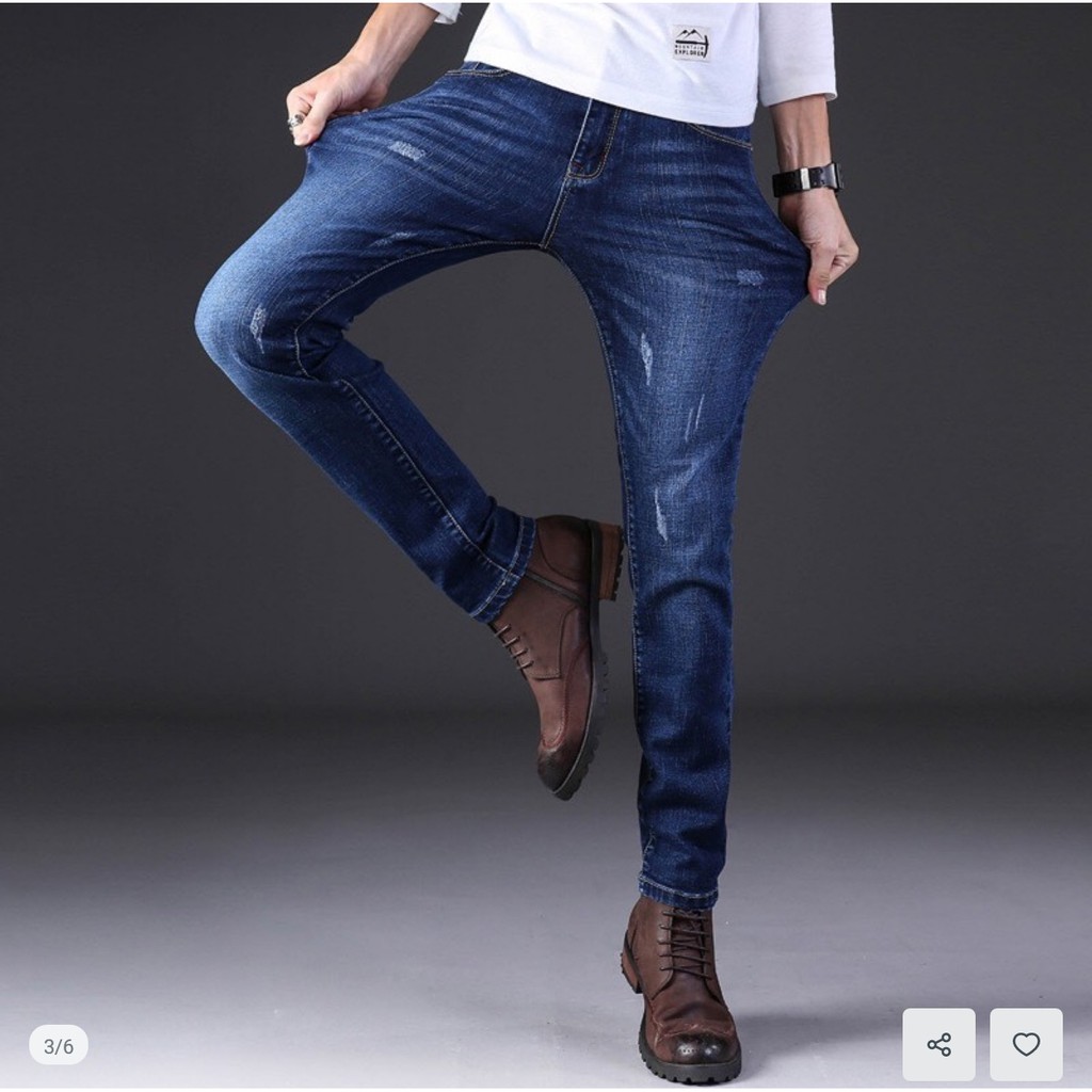 quần jeans nam ống suông cào nhẹ co giãn | BigBuy360 - bigbuy360.vn
