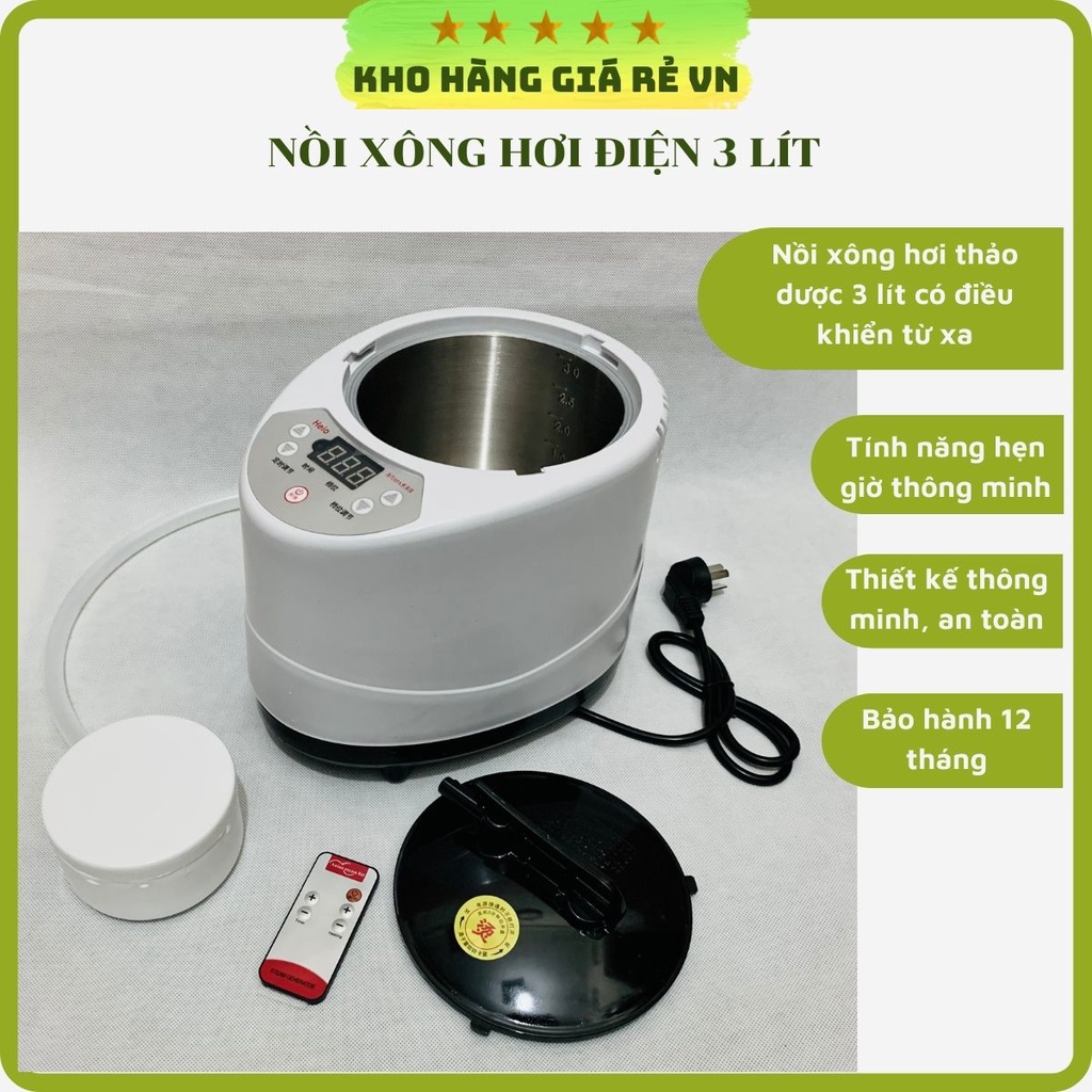 Nồi xông hơi điện 3 lít xông hơi thảo dược tại nhà tiện lợi