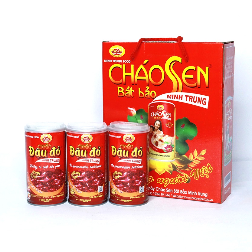 Cháo ăn liền đậu đỏ Minh Trung combo 12 lon - CHAODAUDO 12