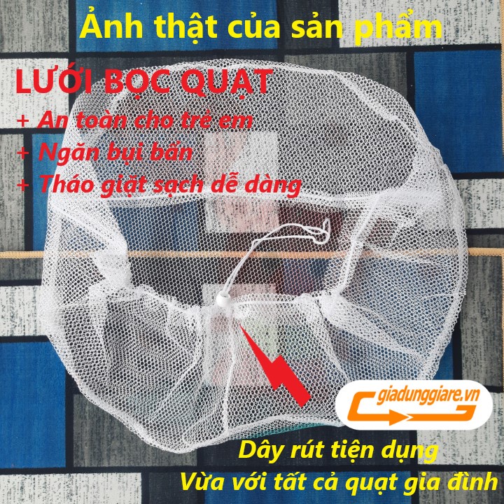 LƯỚI BỌC QUẠT (Dây rút vừa các loại quạt gia đình) bọc lồng quạt an toàn cho bé vải bọc cả loại quạt lớn và nhỏ