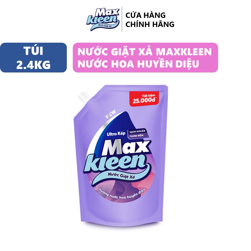 Túi Nước Giặt Xả MaxKleen Hương Nước Hoa Huyền Diệu 2,4kg