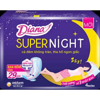 Băng Vệ Sinh Diana Super Night Ban đêm Có Cánh 29cm