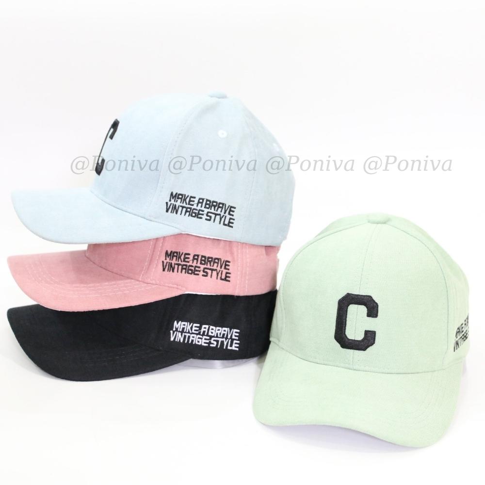 Mũ lưỡi trai ❤️ Nón kết thêu chữ C chất nhung mịn form unisex C007 phong cách Ulzzang Thời trang PONIVA siêu hot
