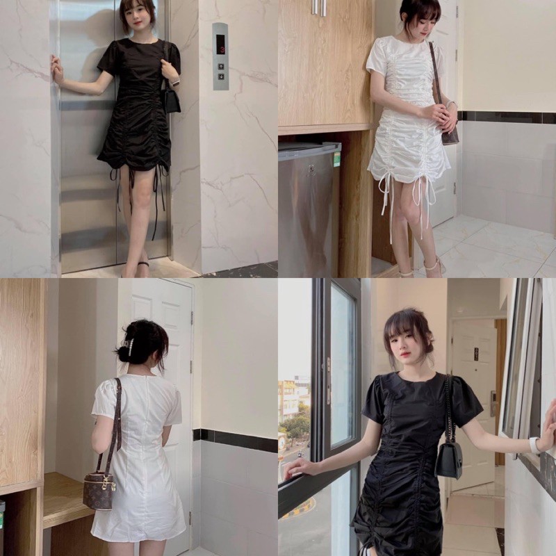 Đầm Xinh KEMO DRESS thiết kế chun rút dây tạo điểm nhấn sang trọng đơn giản búp tay phồng chất vải thun hàn xoè nhẹ | BigBuy360 - bigbuy360.vn