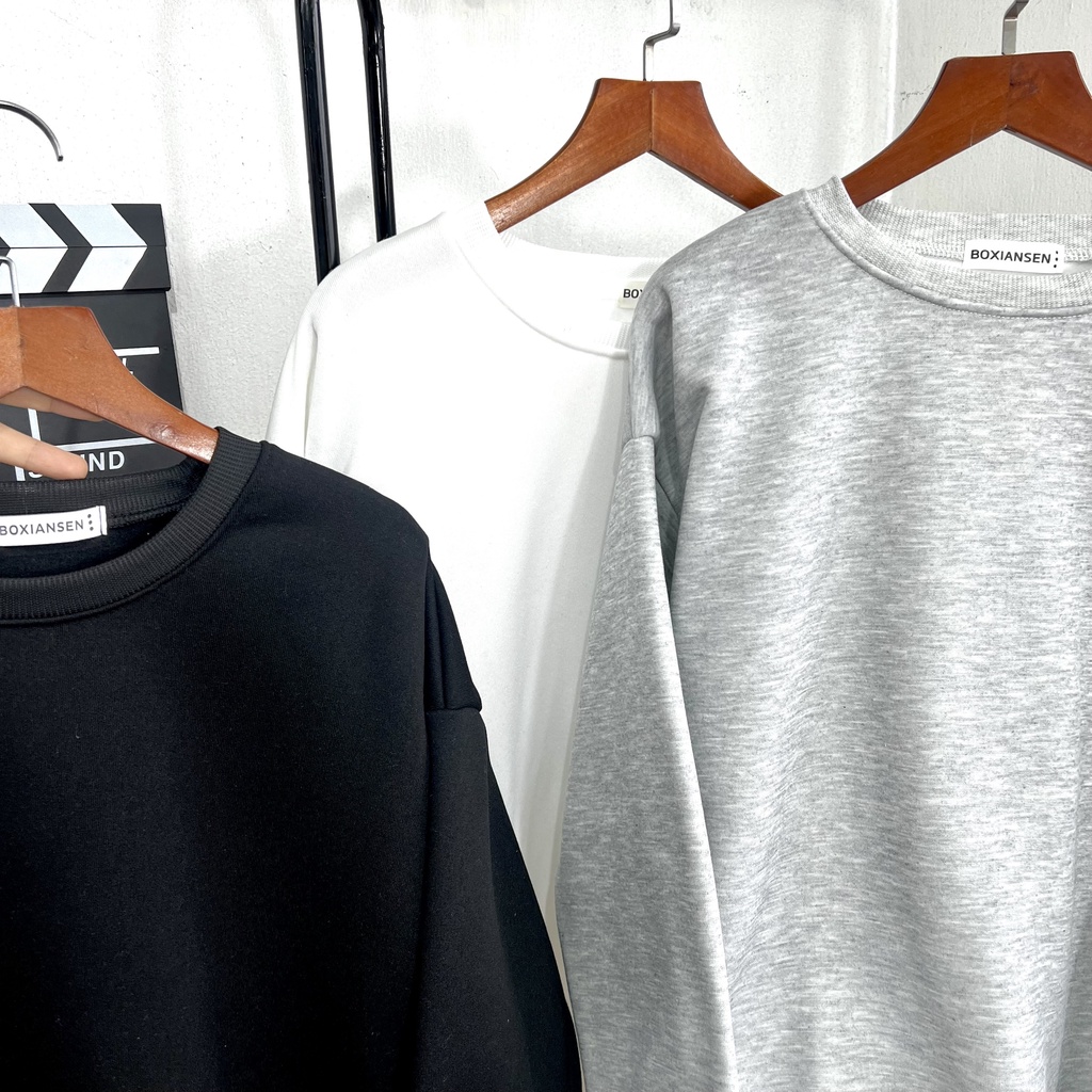 Áo Sweater Nỉ Bông Trơn Unisex Cho Cả Nam Và Nữ Vải Nỉ Bông Dày