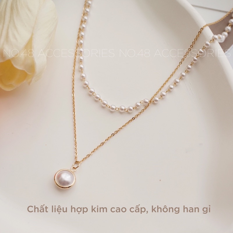 Dây chuyền nữ vòng cổ nữ layer ngọc mảnh hợp kim cao cấp NO.48 - mã 903