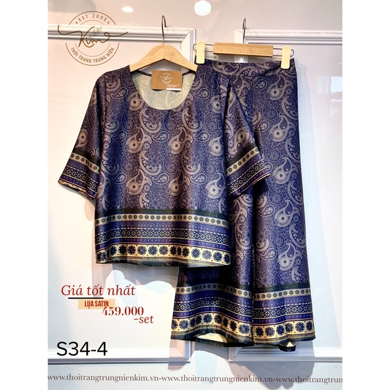 Set bộ trung niên lụa satin sang trọng