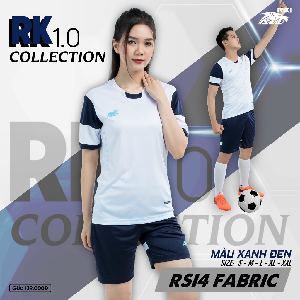 RIKI – Áo Đá Banh Không Logo Riki RK 1.0 Xanh Đen