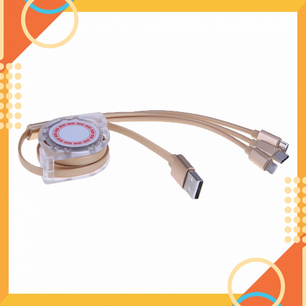 Cáp sạc dây rút 3 in 1 cổng Micro USB - Lightning - Type-C