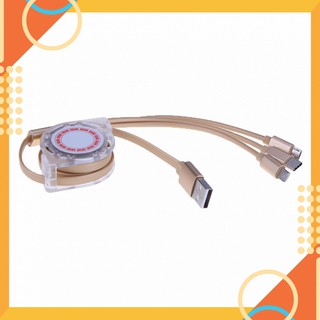 Cáp sạc dây rút 3 in 1 cổng micro usb - lightning - type-c