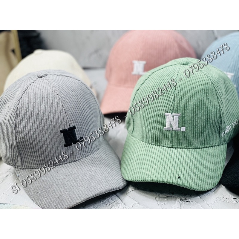 Nón kết nhung tăm Hàn quốc - mũ lưỡi trai nhung thêu chữ N đơn giản phong cách ulzzang nam nữ