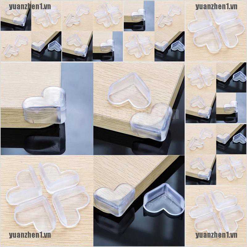 Set 4 Miếng Bọc Cạnh Bàn Bằng Silicon Hình Trái Tim Bảo Vệ An Toàn Cho Bé YUANZHEN1