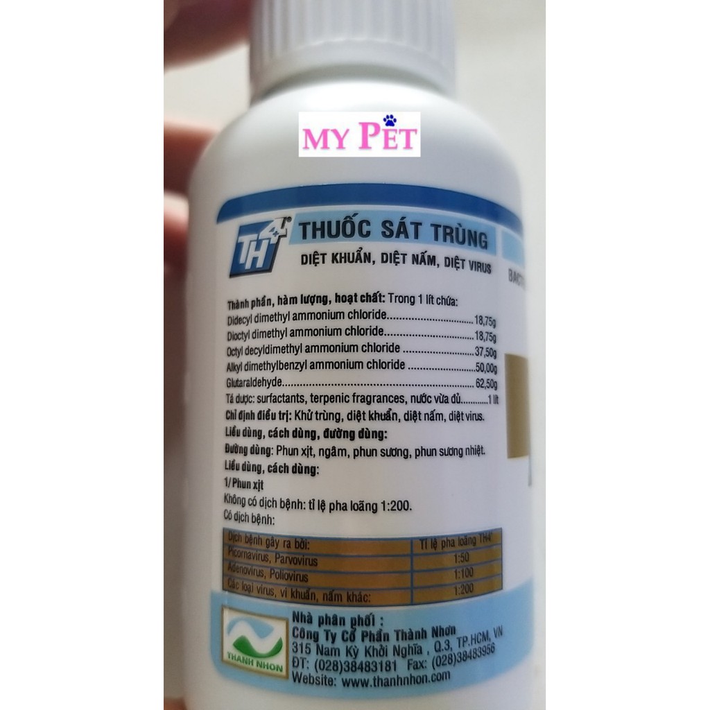 XỊT SÁT TRÙNG TH4 (100ml) - KHỬ MÙI HÔI, DIỆT KHUẨN, DIỆT NẤM, DIỆT VIRUS