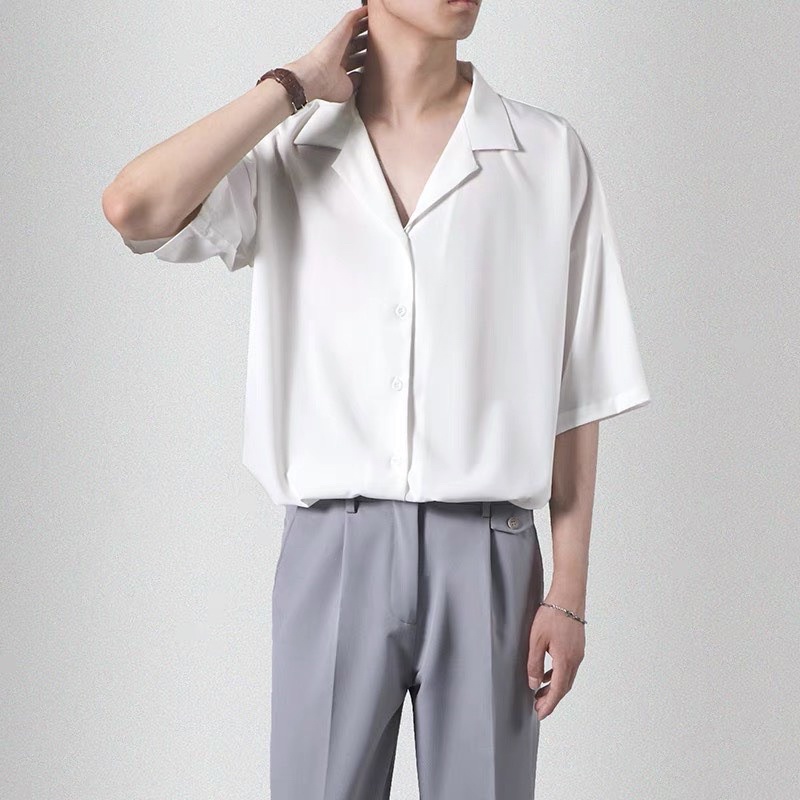 Áo sơ mi nam nữ Pijama - Áo sơ mi cổ vest Unisex ngắn tay | BigBuy360 - bigbuy360.vn