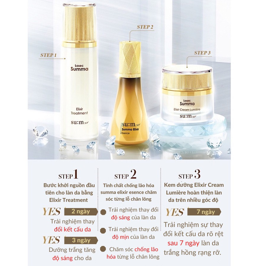 [Mới] Gói sample kem dưỡng trắng da Sum 37 losecSumma Elixir cream lumiere 1ML giúp làm trắng da mờ thâm nám hiệu quả.