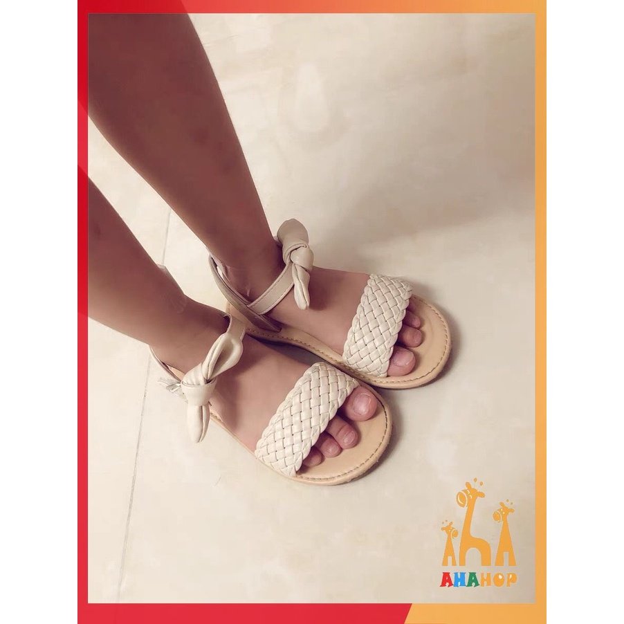 Sandal quai đan ngang cho bé gái phối nơ dễ thương chính hãng MG Baby siêu mềm nhẹ đế chống trơn trượt V732