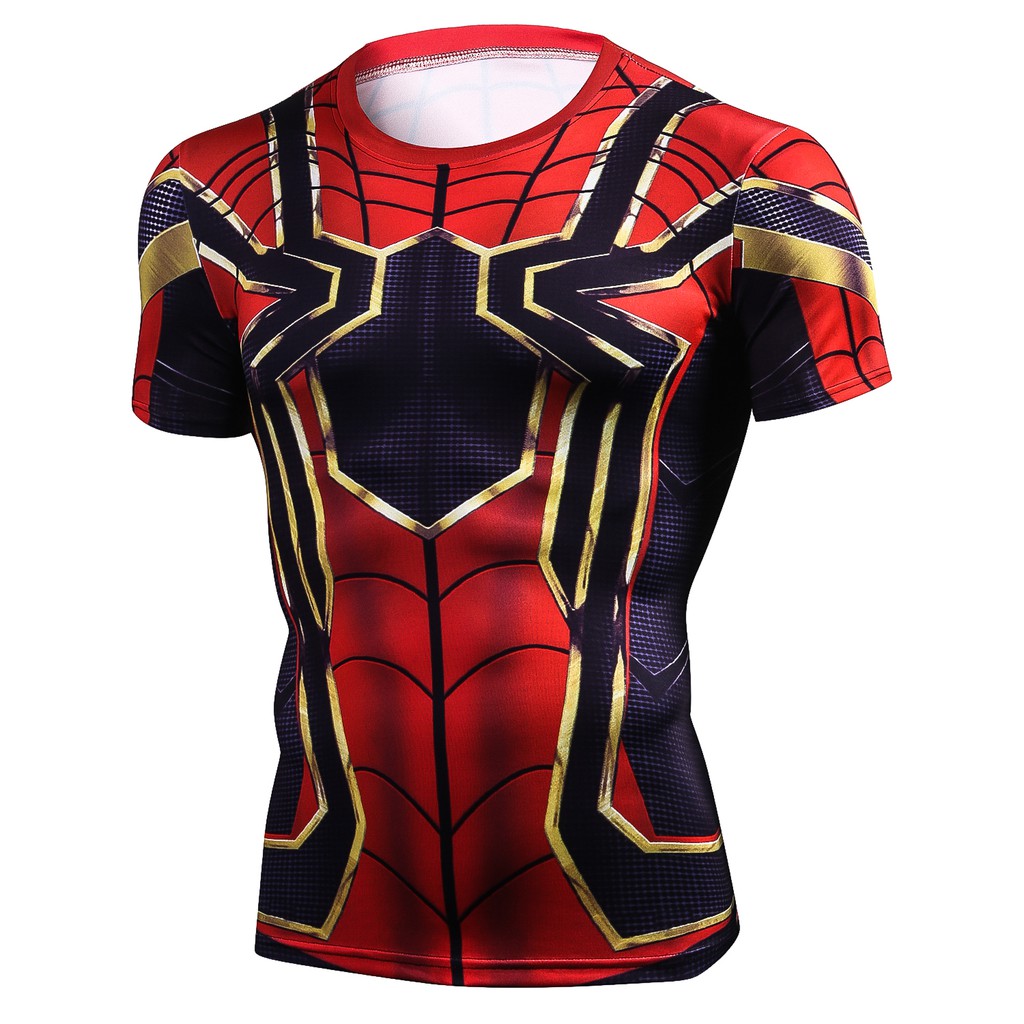 Áo thun HUQISHA họa tiết iron spiderman thời trang dành cho nam
