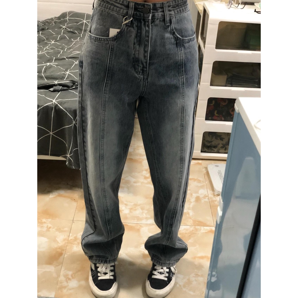 Quần jeans Nữ Dài Dáng Rộng Phong Cách vintage Cá Tính