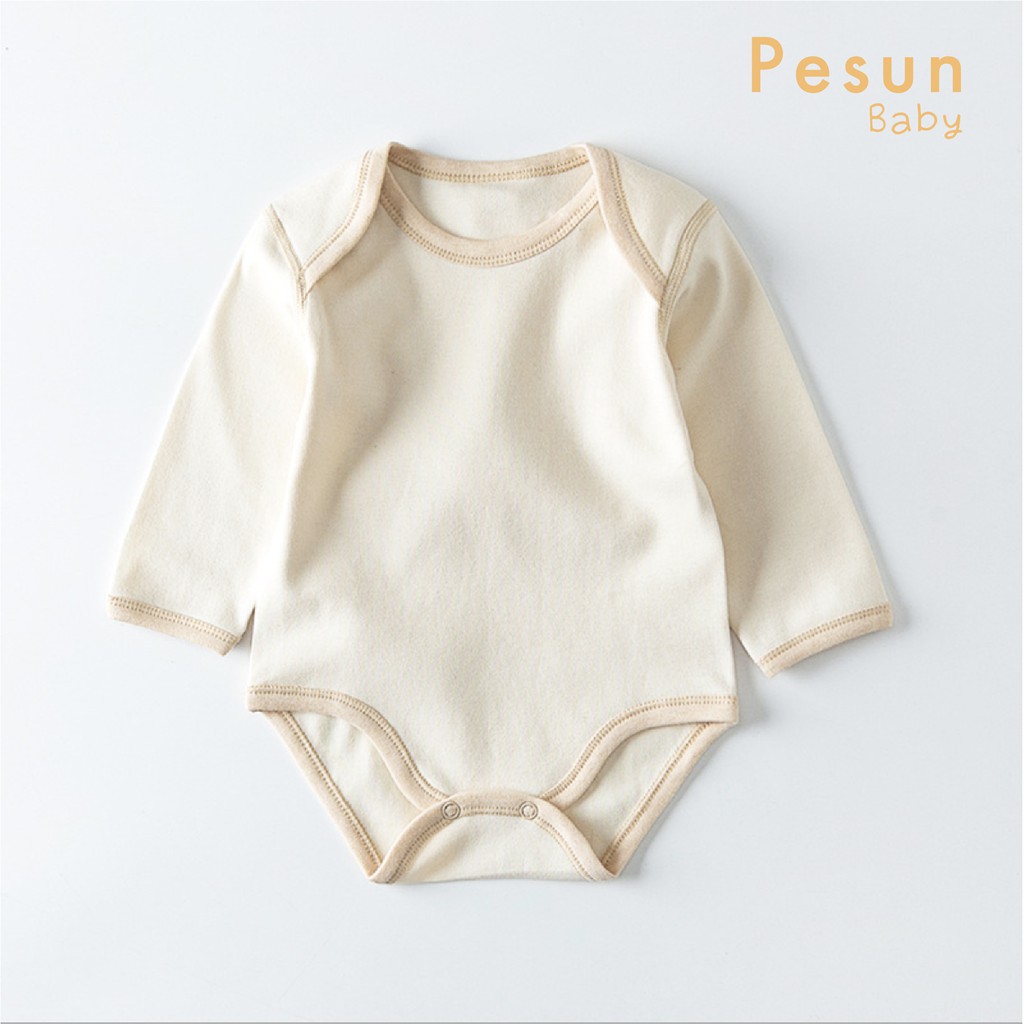 Áo liền quần dài tay sơ sinh 0-2 tuổi 100% vải Cotton an toàn cho bé