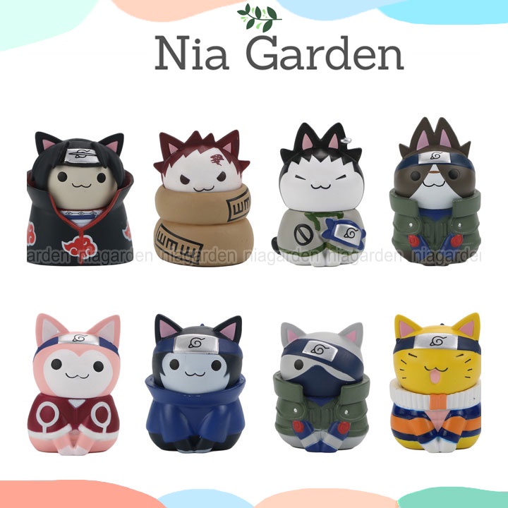Mô hình mèo cosplay Naruto trang trí tiểu cảnh chậu cây mini để bàn Nia Garden N5
