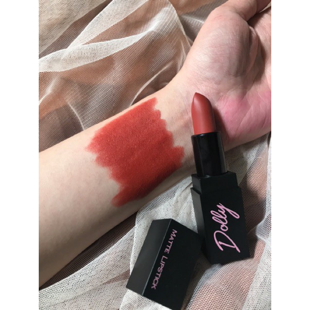 [Cam Đỏ Cháy] Kute Girl Son Sáp Phủ Phấn Dolly Không Chì Màu Cam Đỏ Cháy