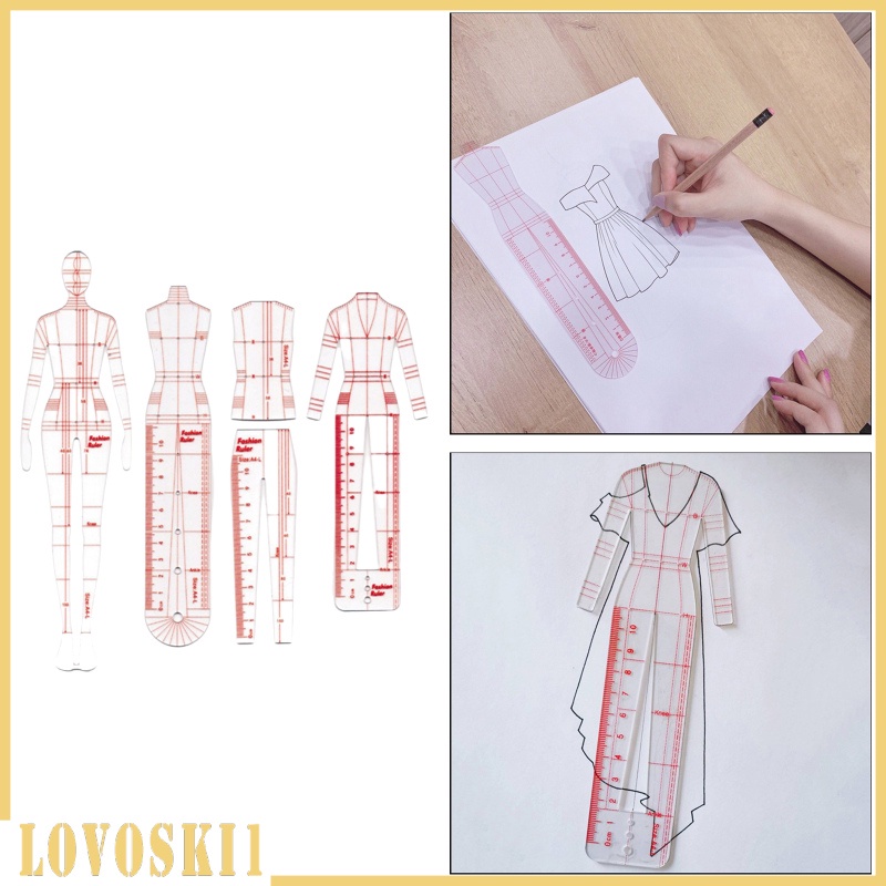 Bộ thước vẽ hình thời trang vẽ phác thảo chất lượng