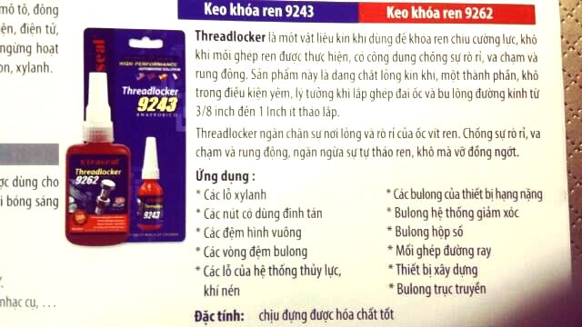 Keo khóa ren đỏ, xanh 10ml