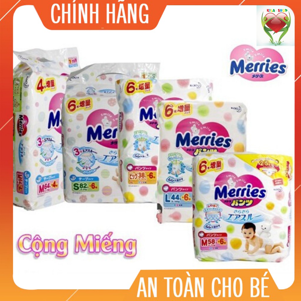 ( Cộng Miếng ) Bỉm Merries Nội Địa Nhật Size Newborn 96/Size S88/M64 Quần/M68 Dán/L50 Quần/L58 Dán/XL44/XXL28