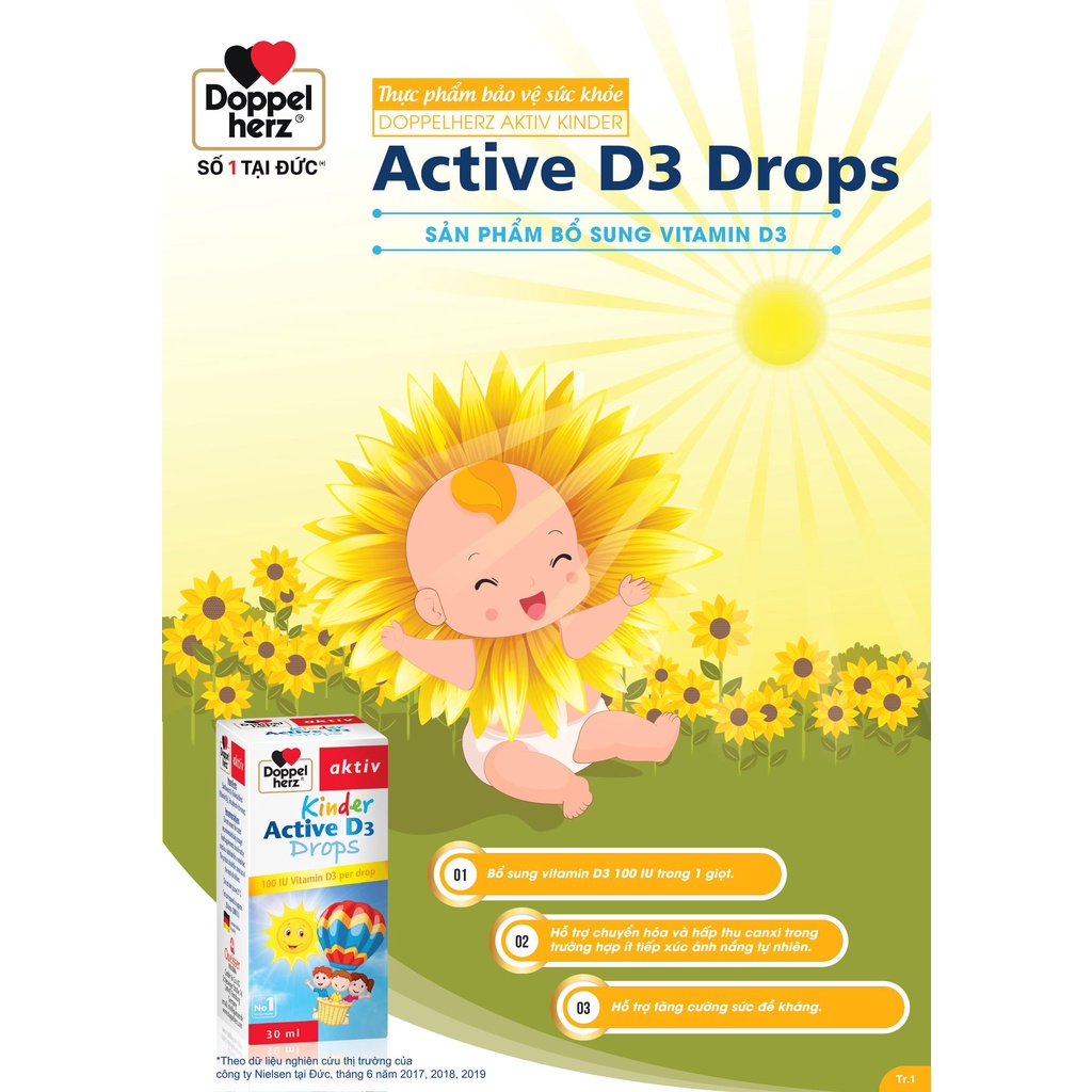 Bộ đôi ăn ngon và bổ sung vitamin D3 tăng đề kháng cho bé Doppelherz Kinder Optima + D3 Drops