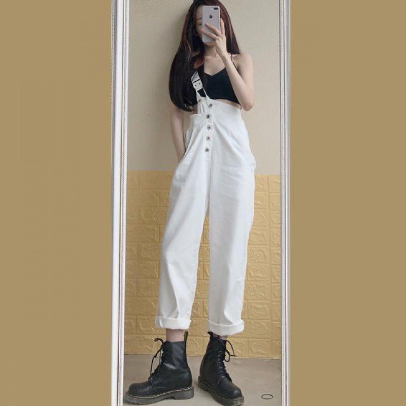 Yếm Quần Baggy Kaki Dây Chéo Nam Nữ 2 Màu Siêu Chất  YQ01