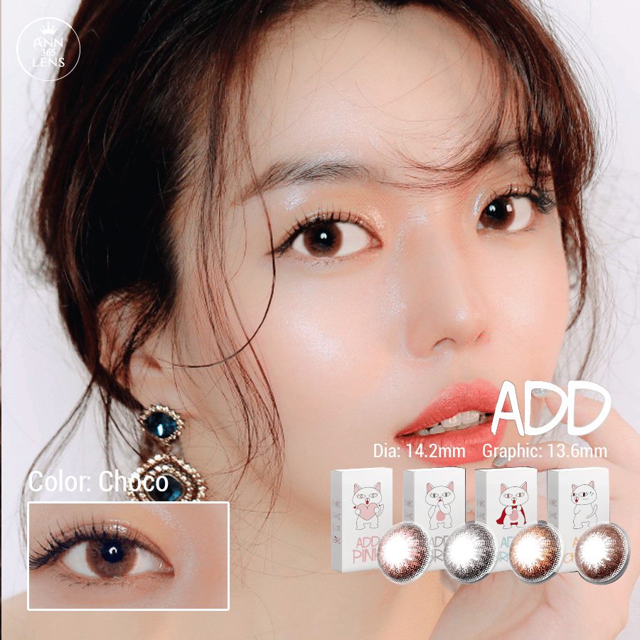 Kính Áp Tròng Màu Nâu Cam Add Brown Lens Mắt Hàn Quốc Chính hãn Ann365 Đeo êm 12h/ Ngày cho mắt nhạy cảm