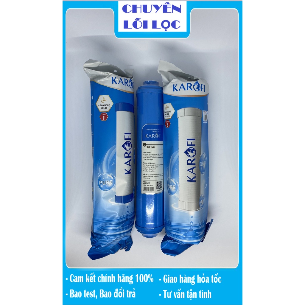 BỘ 3 LÕI LỌC KAROFI SỐ 1-2-3 THAY CHO MODEL N-e118 | MODEL N-e119/A | MODEL N-e119/U