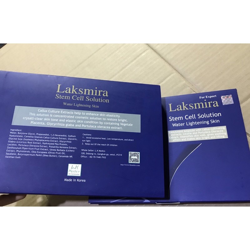 Serum TẾ BÀO GỐC Laksmira 1 hộp 10 lọ chuẩn Hàn Quốc