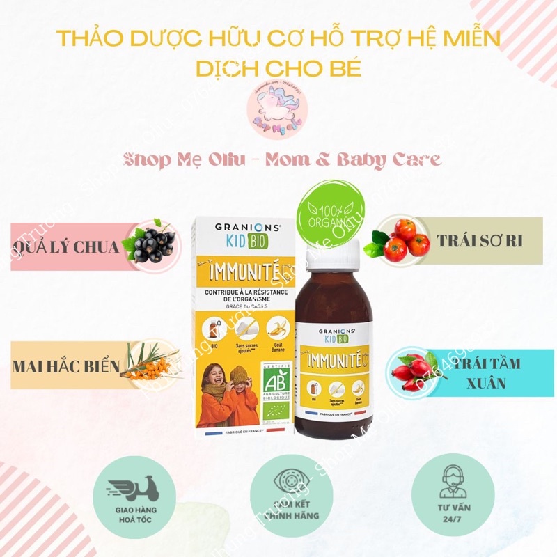 Siro tăng đề kháng hữu cơ Granions Kid Bio Immunité 125ml cho bé