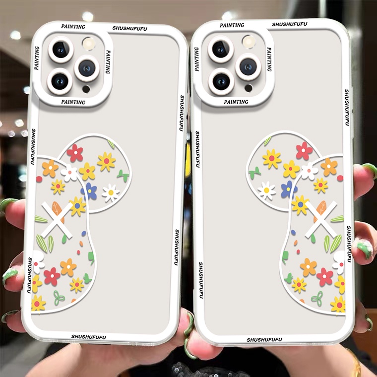 Ốp Điện Thoại Silicon TPU Mềm Trong Suốt Họa Tiết Hoa / Gấu Cho IPhone 13 12 11 Pro XS Max X XR 8 7 6 6S Plus