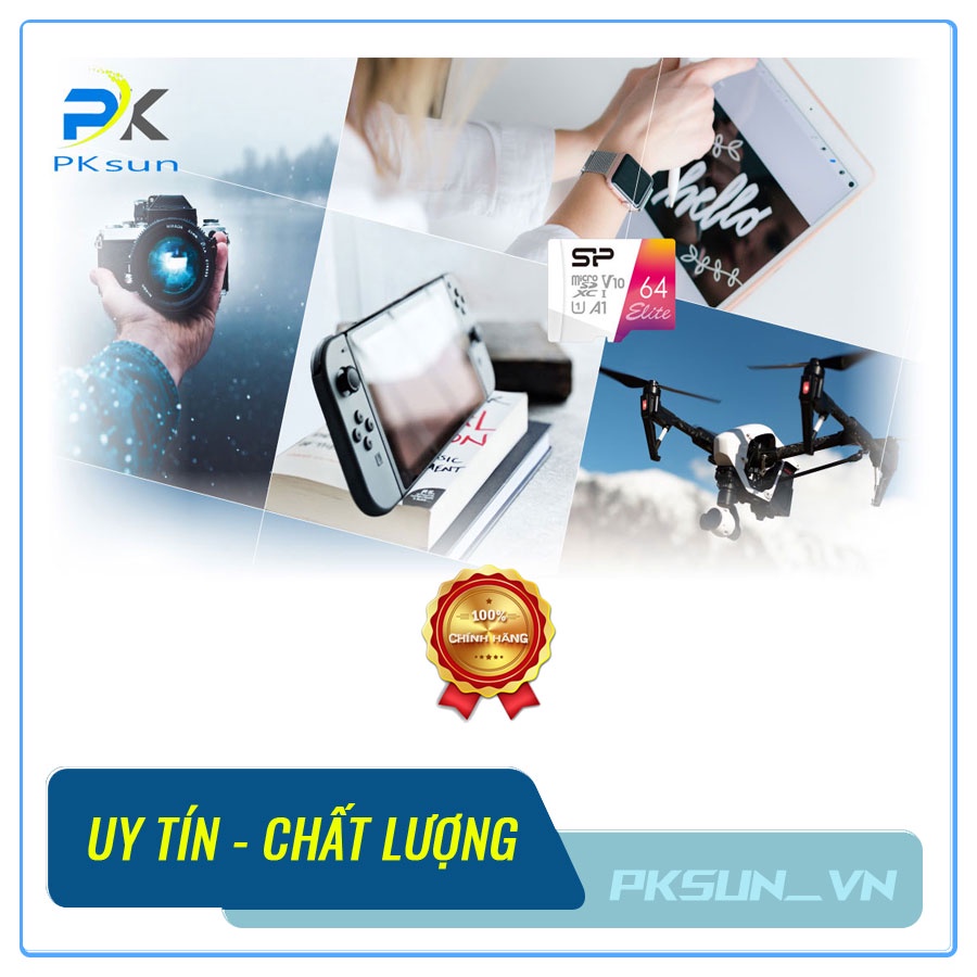 Thẻ nhớ Micro SD cho Camera điện thoại 64GB Silicon Power tốc độ cao 100MBs Class 10 UHS-I U1 | BH 5 năm