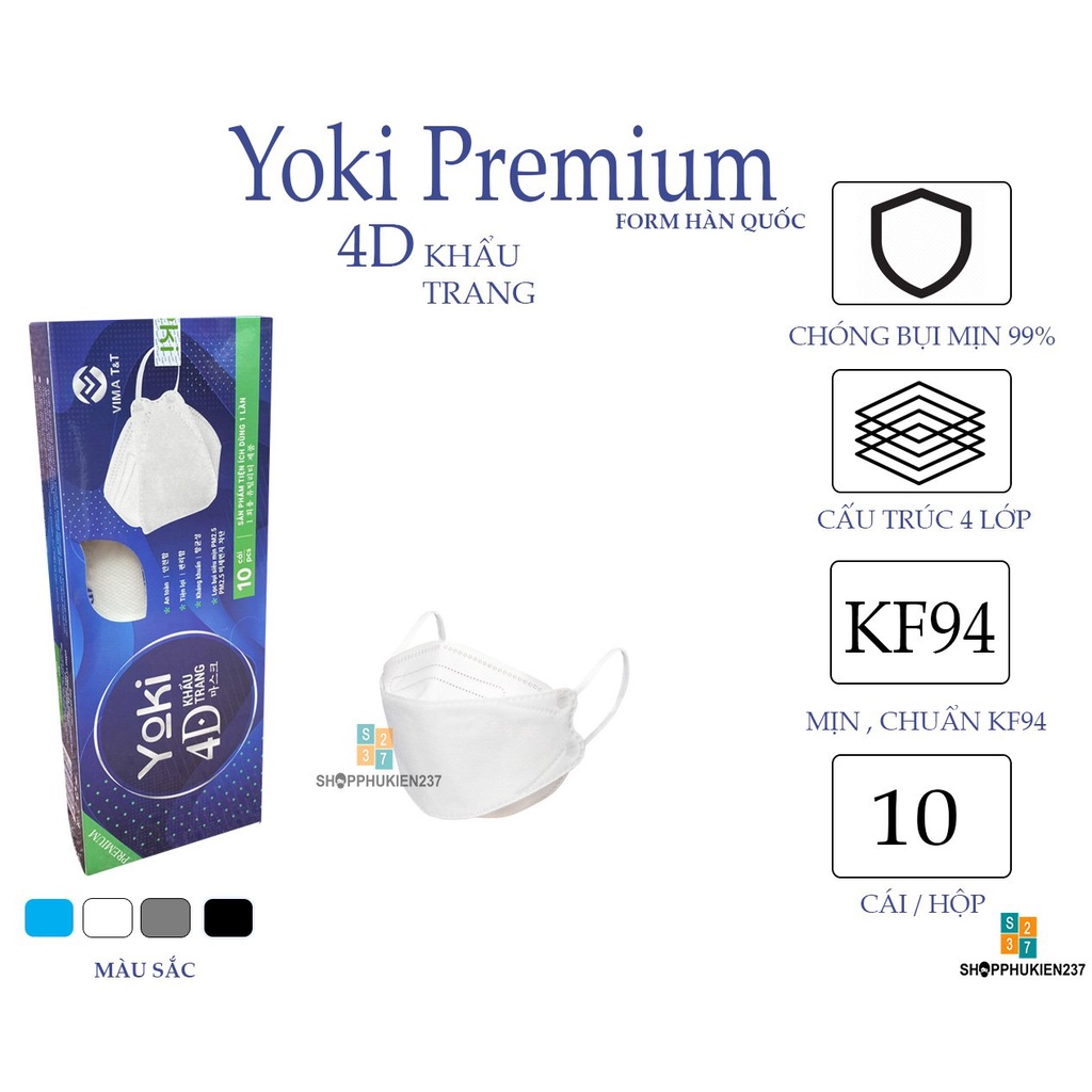 Khẩu Trang 4D Yoki Premium KF94 Hàng 4 Lớp Cao Cấp
