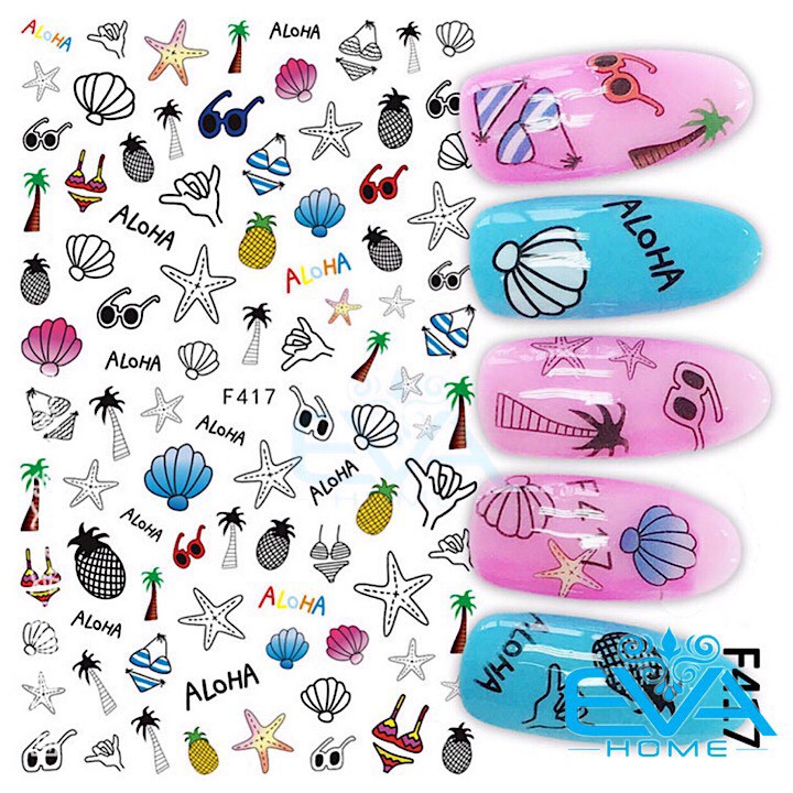 Miếng Dán Móng Tay 3D Nail Sticker Tráng Trí Hoạ Tiết Sinh Vật Biển Sea Animal F417