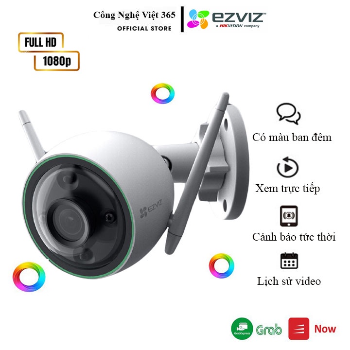 Camera Wifi EZVIZ Ngoài Trời C3N 2.0MP 1080P có màu ban đêm, tích hợp tính năng AI,phát hiện chuyển động -Bảo hành 24TH