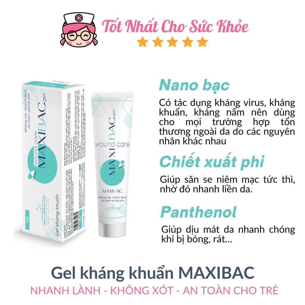 Gel kháng khuẩn Maxibac nhanh lành da bị bỏng 25g