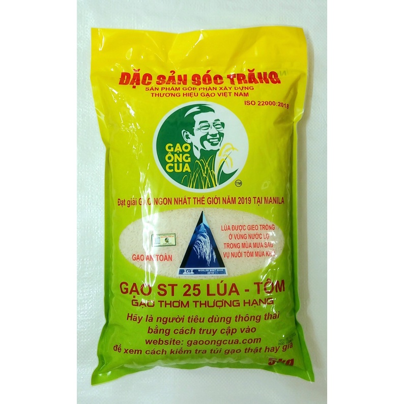 Đặc Sản Sóc Trăng ST25 Lúa Tôm 5kg - Gạo an toàn - Thơm ngọt cơm hảo hạng