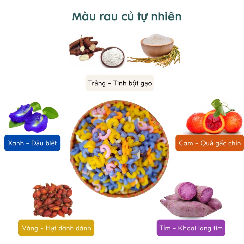 Nui Rau Củ FUMA Nui Gạo Lứt Cao Cấp Nui Ngũ Sắc Eatclean Hữu Cơ Ăn Kiêng Giảm Cân Hộp 500g