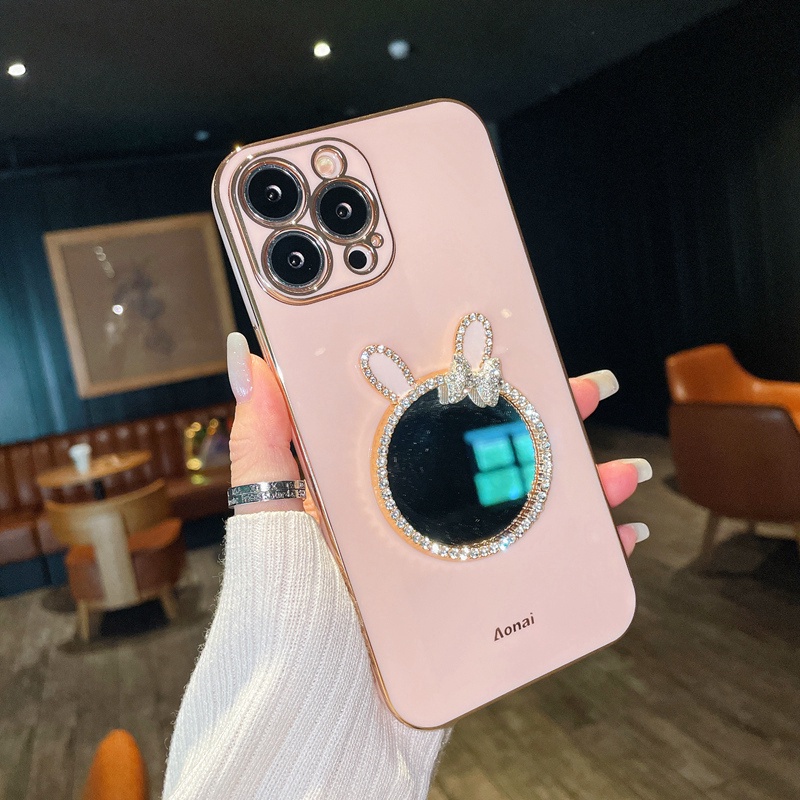 Ốp điện thoại có gương soi cho OPPO A76 A96 A95 A74 5G A54 A16 A15 A15s A53 A33 A92 A31 A9 A5 2020 A7 A5s A12 A11k A3s