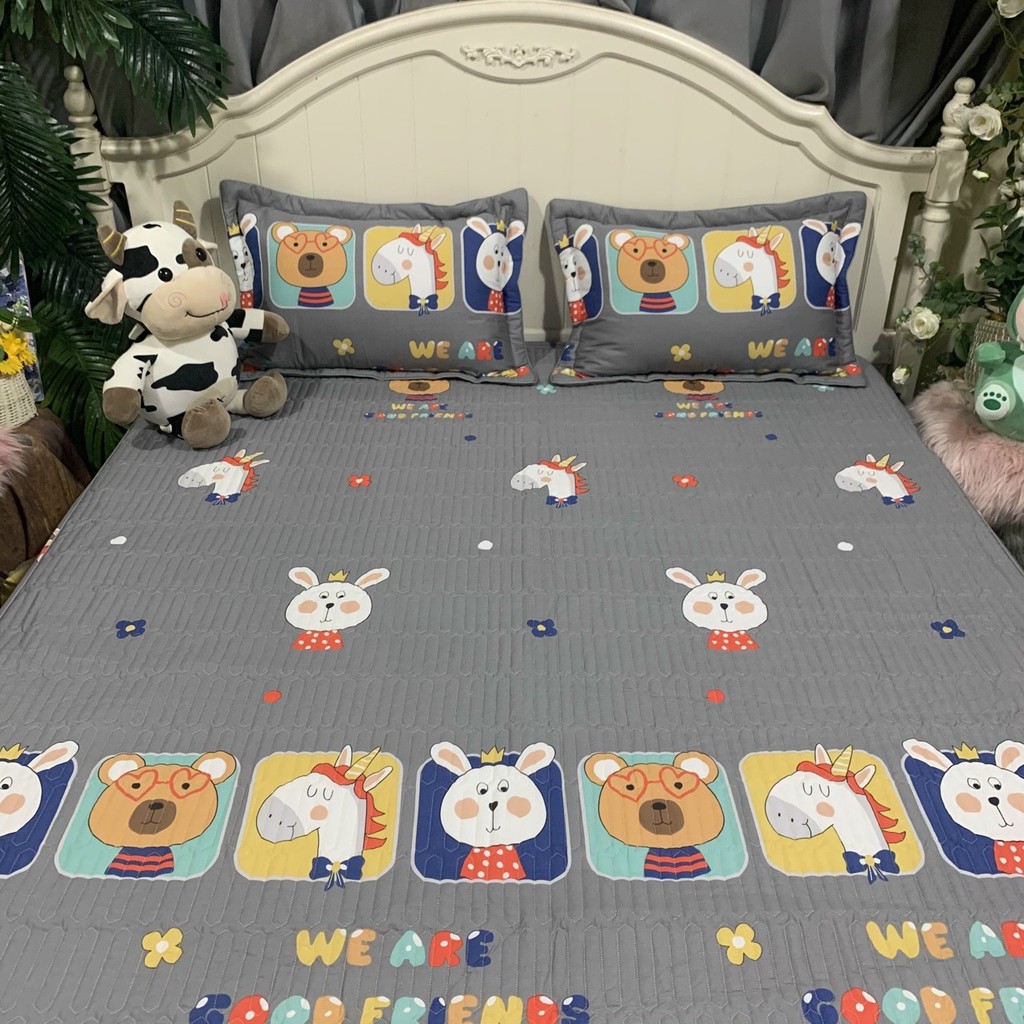 Set Ga Cotton Chun Trần Bông Bambiloo Cao Cấp Kèm Hai Vỏ Gối | BigBuy360 - bigbuy360.vn