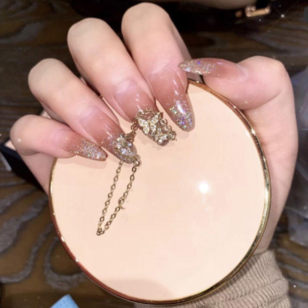 Hộp 24 Móng Tay Giả Đính Đá Lấp Lánh Thời Trang Cho Nữ|Bộ Móng Tay Giả Trang Trí Nghệ Thuật