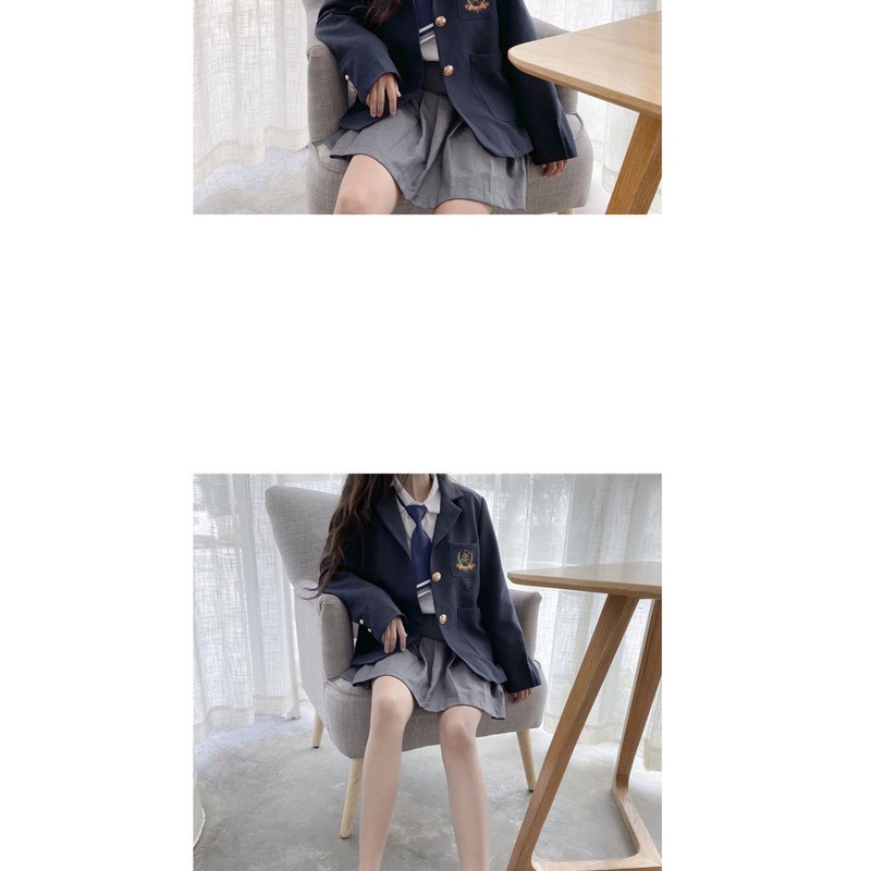 Set áo khoác vest UIOWOO dáng rộng thêu hình gấu thời trang trẻ trung cho nữ