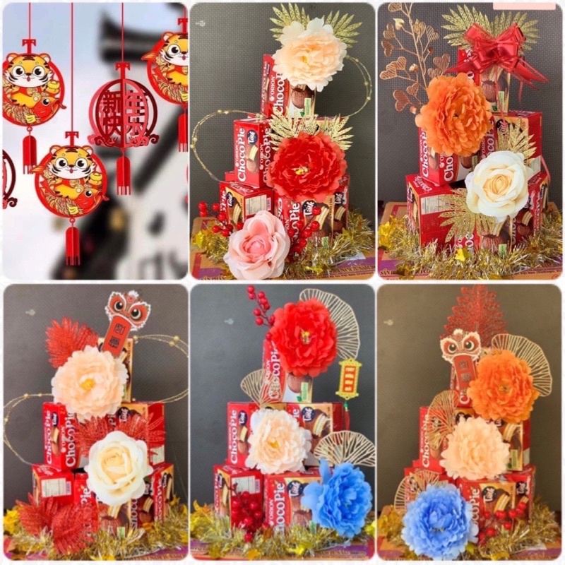 Combo phụ kiện trang trí tết làm tháp tài lộc bánh kẹo oản để ban thờ