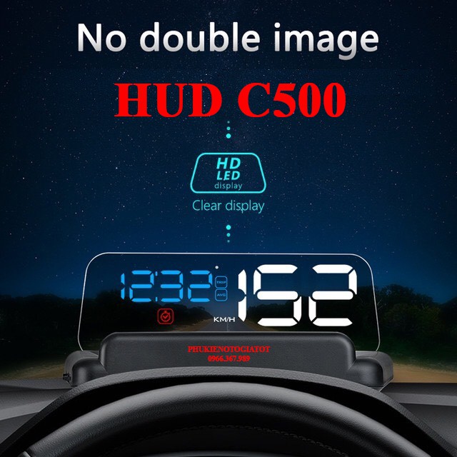 (GIÁ SỐC) MÀN HÌNH HUD C500 HIỂN THỊ TỐC ĐỘ TRÊN KÍNH LÁI Ô TÔ