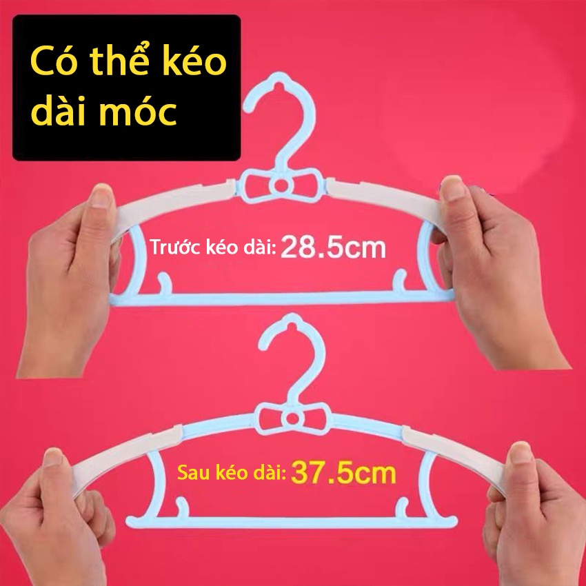 [SET 5 MÓC] Móc treo quần áo trẻ em -  Móc treo đồ em bé điều chỉnh được độ ngắn dài